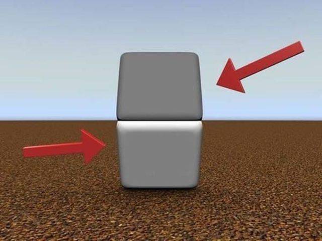 These 2 objects are the same color. Cover the line with your finger to check.