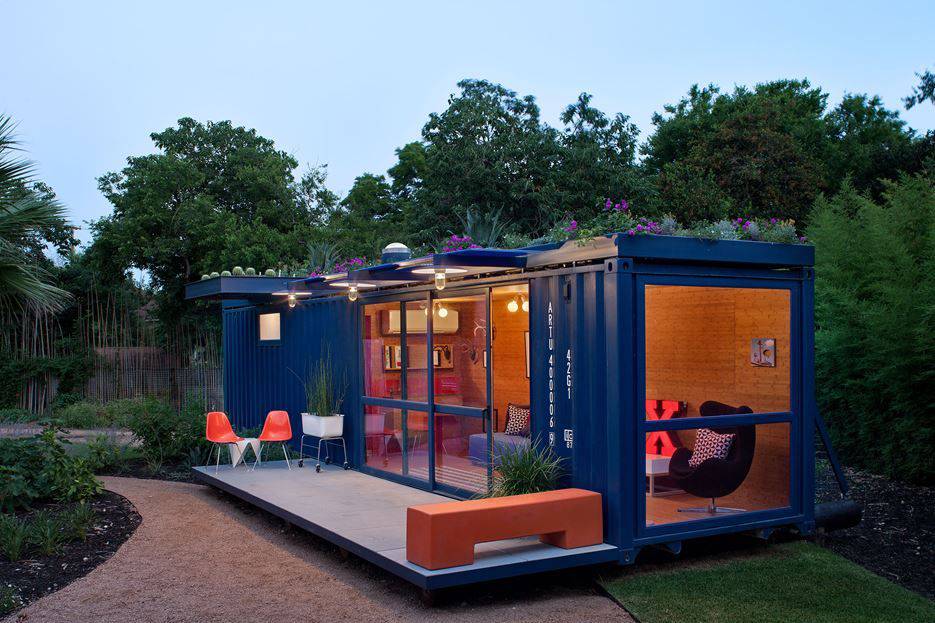 Container Guest House - by night