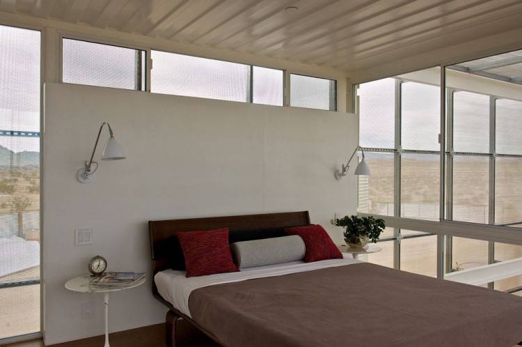 Shipping Container House in Mojave Desert by Ecotech Design Bedroom Bed