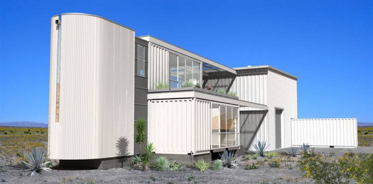 Shipping Container House in Mojave Desert by Ecotech Design View