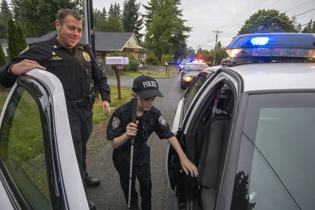 And the police officers who made blind 13-year-old Gage Hancock-Stevens&#39; dream of being a cop come true