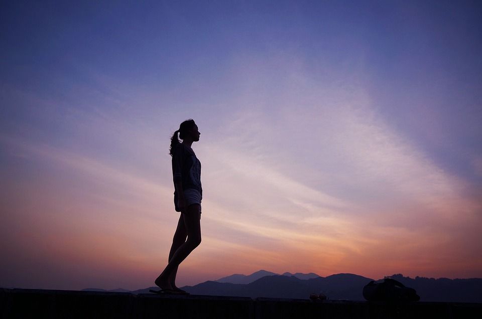 Jeune Fille, Femme, Coucher De Soleil, Jeune, Femmes