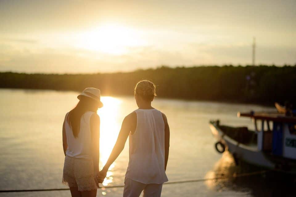 Couple, Romantique, L'Amour, Coucher De Soleil, Scène