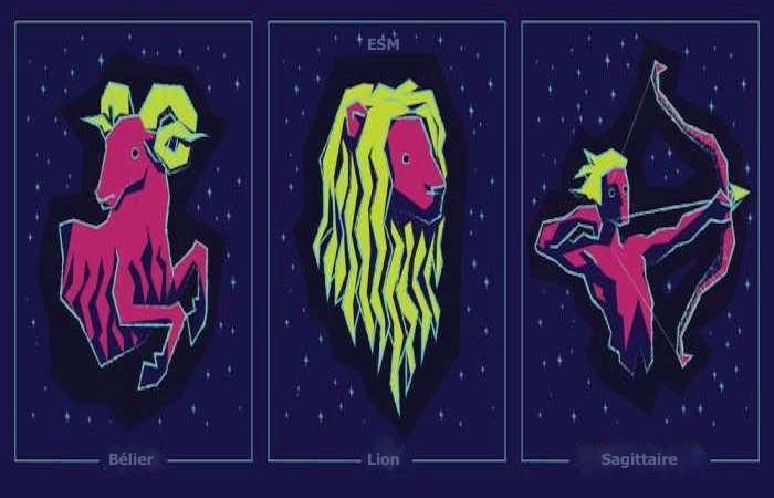 signes de feu - Bélier, Lion et Sagittaire