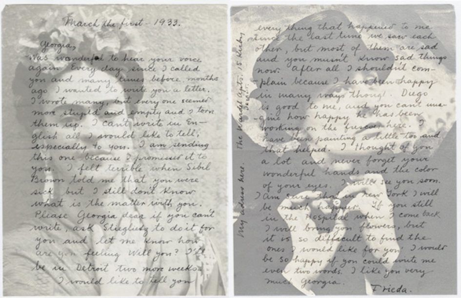 Lettre de compassion de Frida Kahlo, 26 ans, à O'Keeffe, 46 ans Lettre de compassion de Frida Kahlo, 26 ans, à O'Keeffe, 46 ans